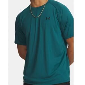 Under Armour Men's Tech 2.0 Short Sleeve Shirt Teal Green Blue Loose Fit Small